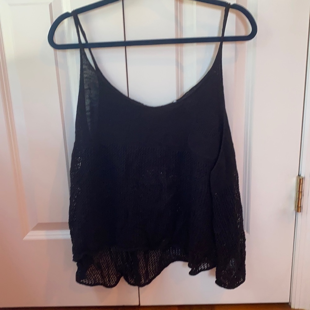 Black flowy knit tank